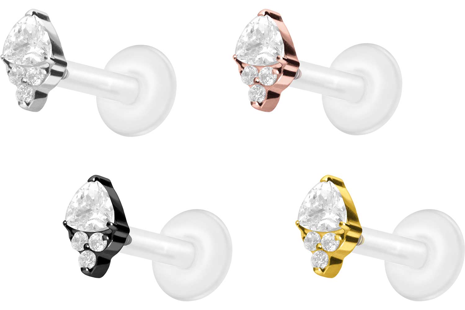 PTFE Labret-Stecker Mit Titan-Aufsatz – Kristall, 1,2 Mm Stärke, Für Lippe, Nase & Ohr